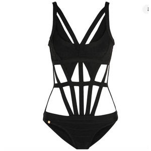 Herve Leger Cruz One Piece Bandage Swimsuit Size XS